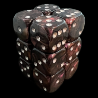 UK Made Dice Lustrous Pearl Shadow Pink with Silver 12 x D6 Dice Set