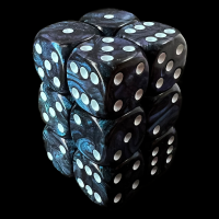 UK Made Dice Lustrous Pearl Shadow Teal with Light Blue 12 x D6 Dice Set