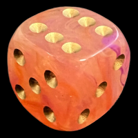 UK Made Dice Magma Peach with Gold D6 Spot Dice