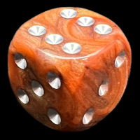 UK Made Dice Marblised Orange Smoke with Silver D6 Spot Dice