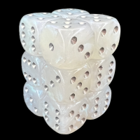 UK Made Dice Pearl Shimmer Ice with Silver 12 x D6 Dice Set