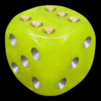 UK Made Dice Pearlescent Bright Yellow With Gold/Silver 16mm D6 Spot Dice