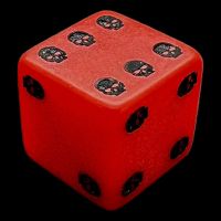 TDSO Opaque Red & Black Skull Dice of Death D6 Spot Dice