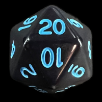 Role 4 Initiative Opaque Black & Light Blue Balanced D20 Dice