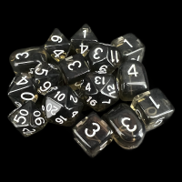 Role 4 Initiative Translucent Black & White 15 Dice Polyset with Arch D4s
