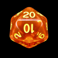 Role 4 Initiative Translucent Blood Orange & Yellow D20 Dice