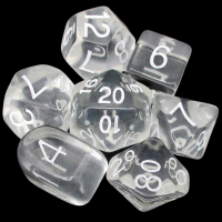 Role 4 Initiative Translucent Clear & White 7 Dice Polyset with Arch D4