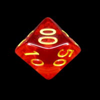 Role 4 Initiative Translucent Red & Gold Percentile Dice