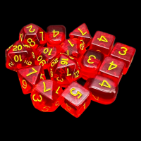 Role 4 Initiative Translucent Red & Yellow 15 Dice Polyset with Arch D4s