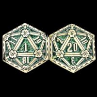 TDSO Metal Crit & Miss Ancient Bronze &amp; Green Enamel D2 Dice Coin