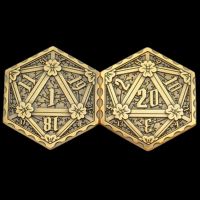 TDSO Metal Crit & Miss Ancient Golden D2 Dice Coin