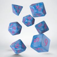 Q Workshop Classic Runic Glacier Blue & Pink 7 Dice Polyset