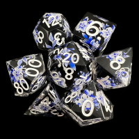 CLEARANCE Sharp Edge Pale Blue Flowers 7 Dice Polyset
