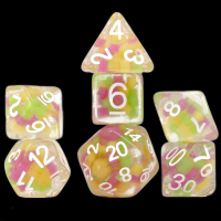 Sirius Glowworm Melon Ball 7 Dice Polyset + Bonus D20 Dice