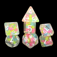 Sirius Glowworm Lucky Charm 7 Dice Polyset + Bonus D20 Dice