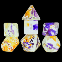Sirius Violet Swirl 7 Dice Polyset + Bonus D20 Dice
