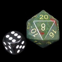 TDSO Gemstone Agate Blood & Gold JUMBO 30mm D20 Dice