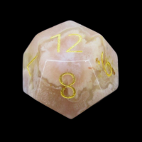 TDSO Agate Cherry with Engraved Numbers 16mm Precious Gem D12 Dice