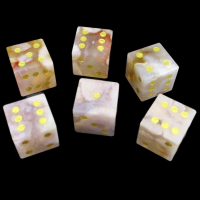 TDSO Agate Cherry with Engraved Numbers 16mm Precious Gem  6 x D6 Dice Set