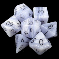 TDSO Gemstone Agate Lace & Black 7 Dice Polyset In Padded Case