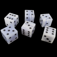 TDSO Agate Lace with Engraved Spots 16mm Precious Gem 6 x D6 Dice Set