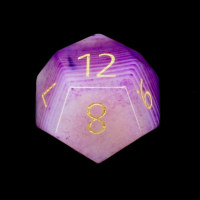 TDSO Gemstone Agate Purple Banded & Gold D12 Dice