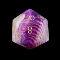 TDSO Gemstone Agate Purple Banded & Gold D20 Dice
