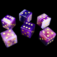 TDSO Gemstone Agate Purple Banded & Gold 6 x D6 Spot Dice Set