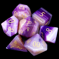 TDSO Gemstone Agate Purple Banded & Gold 7 Dice Polyset