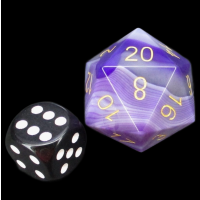 TDSO Gemstone Agate Purple Banded & Gold JUMBO 30mm D20 Dice