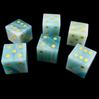 TDSO Gemstone Amazonite & Gold 6 x D6 Spot Dice Set