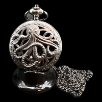 TDSO Antique Silver Metal Cthulhu Fob Watch Case With Micro 7mm 7 Dice Polyset