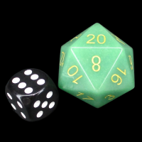 TDSO Gemstone Aventurine Green & Gold JUMBO 30mm D20 Dice