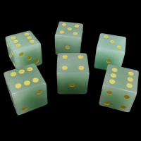 TDSO Gemstone Aventurine Green & Gold 6 x D6 Spot Dice Set