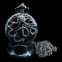 TDSO Black Nickel Metal Cthulhu Fob Watch Case With Micro 7mm 7 Dice Polyset