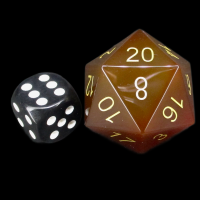 TDSO Gemstone Carnelian & Gold JUMBO 30mm D20 Dice