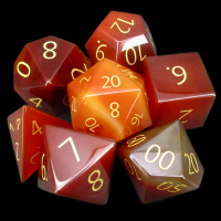 TDSO Gemstone Carnelian & Gold 7 Dice Polyset