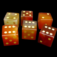 TDSO Gemstone Carnelian & Gold 6 x D6 Spot Dice Set