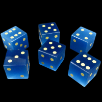 TDSO Cats Eye Glass Aquamarine & Gold 6 x D6 Spot Dice Set