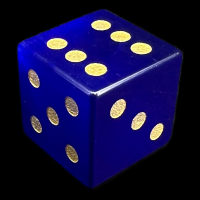 TDSO Cats Eye Glass Dark Blue & Gold D6 Spot Dice