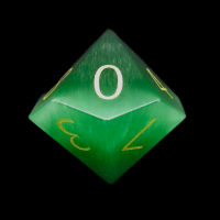 TDSO Cats Eye Glass Dark Green & Gold D10 Dice