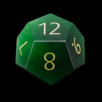 TDSO Cats Eye Glass Dark Green & Gold D12 Dice