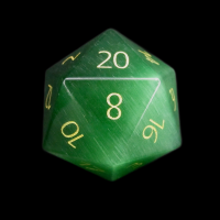 TDSO Cats Eye Glass Dark Green & Gold D20 Dice