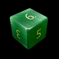 TDSO Cats Eye Glass Dark Green & Gold D6 Dice