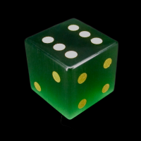 TDSO Cats Eye Glass Dark Green & Gold D6 Spot Dice