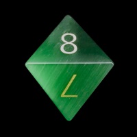 TDSO Cats Eye Glass Dark Green & Gold D8 Dice