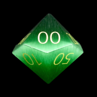 TDSO Cats Eye Glass Dark Green & Gold Percentile Dice