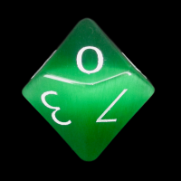 TDSO Cats Eye Dark Green with Engraved Numbers 16mm Precious Gem D10 Dice
