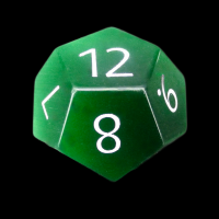TDSO Cats Eye Dark Green with Engraved Numbers 16mm Precious Gem D12 Dice