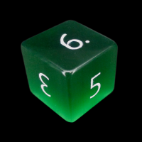 TDSO Cats Eye Dark Green with Engraved Numbers 16mm Precious Gem D6 Dice